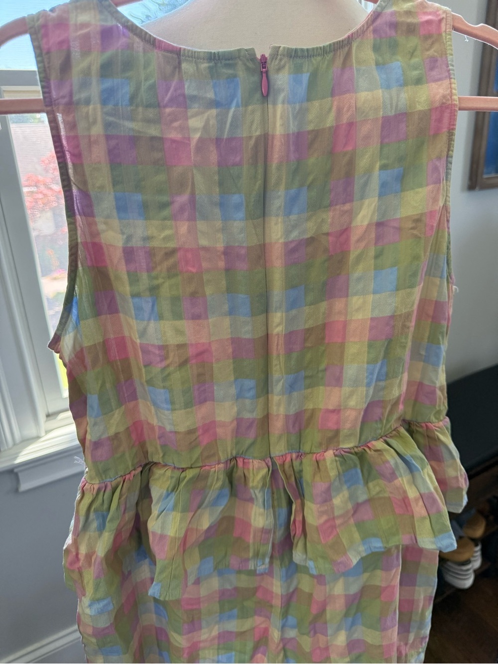 Monki Pastel Plaid Ruffle-Waist Wide-Leg Jumpsuit Size medium - Picture 10 of 11
